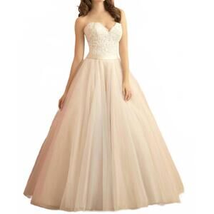 NEW ALLURE ROMANCE strapless tulle a line dress in ivory